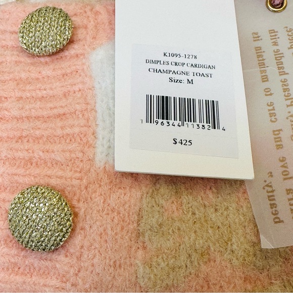 LoveShackFancy Dimples Heart Print Crop Cardigan in Champagne Toast |S - Picture 8 of 8